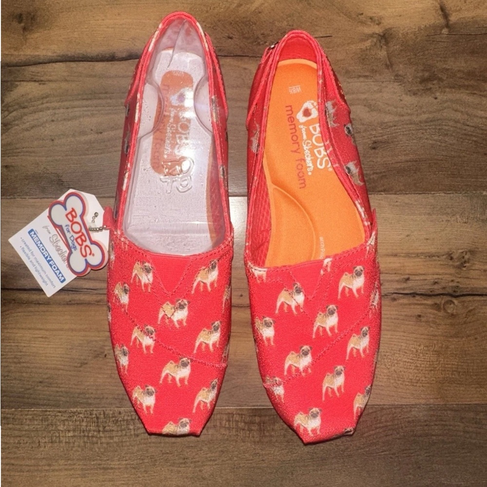 Skechers Bobs Pink Slip-On Pug Shoes Women’s 8.5 - Picture 3 of 9